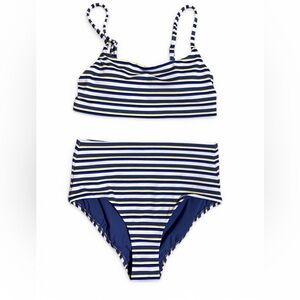 Athleta Blue and White Striped Bikini Set